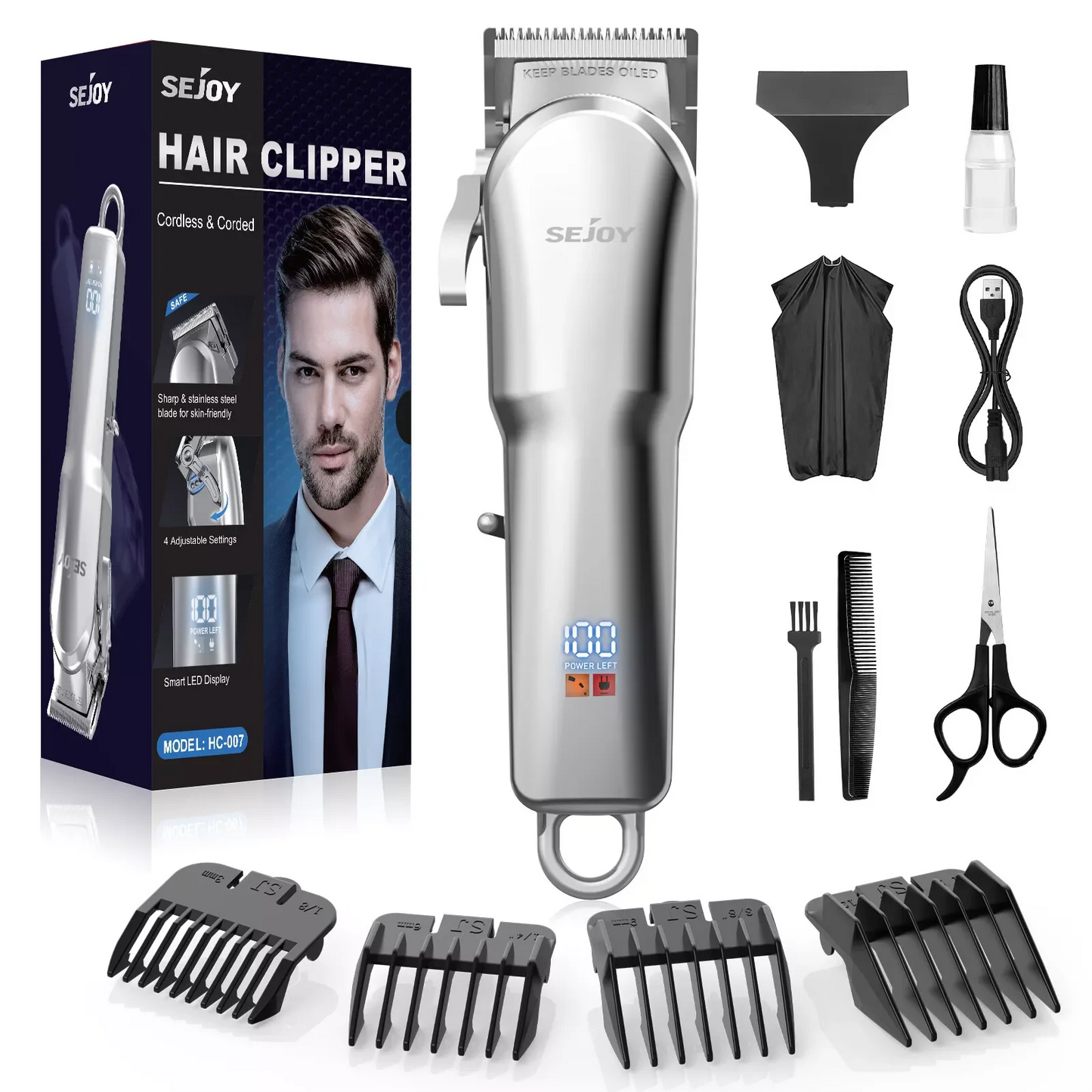 Sejoy Hair Clippers for Men, Professional Hair Trimmer.