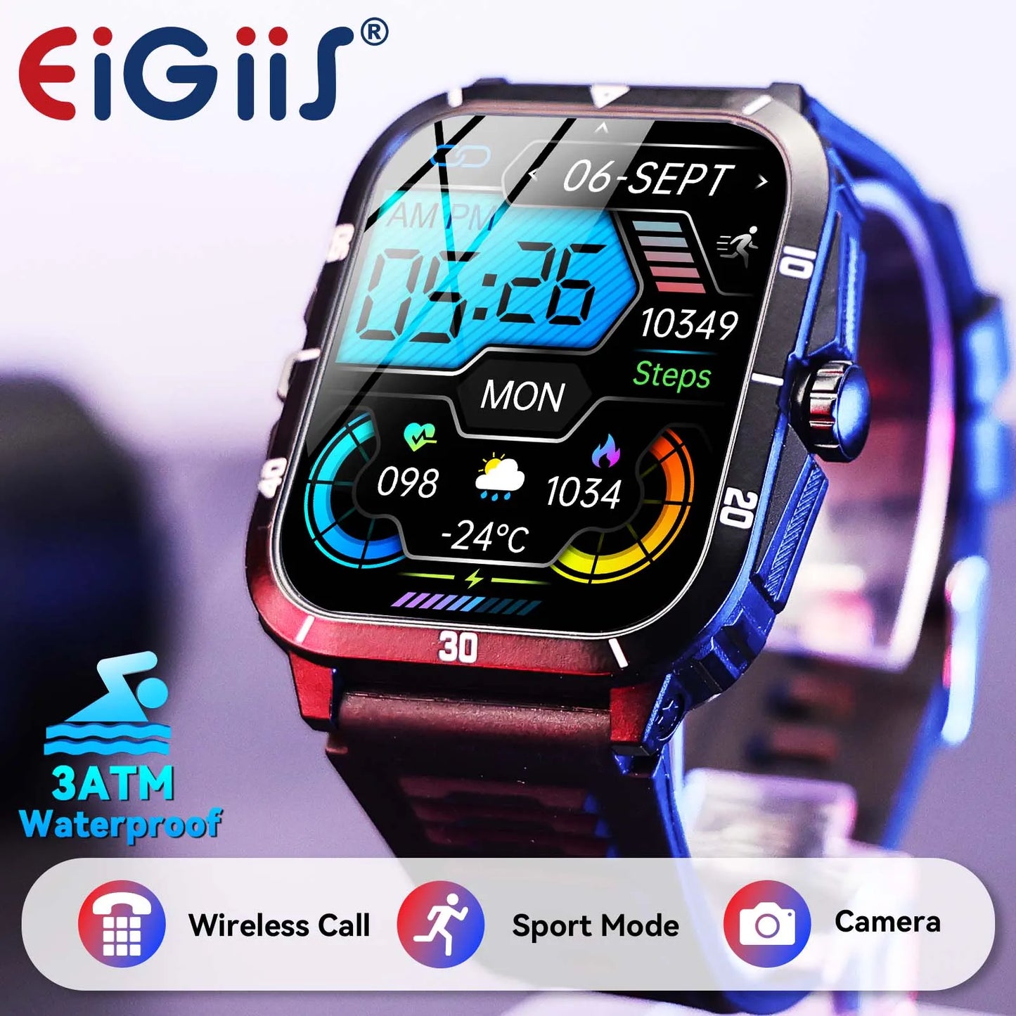 EIGIIS Smart Watch 3ATM Waterproof .