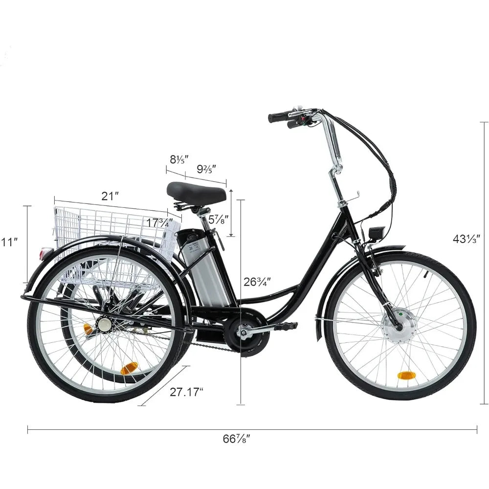 E"Ebike 3 Wheel Electric Bicycle for Adults .