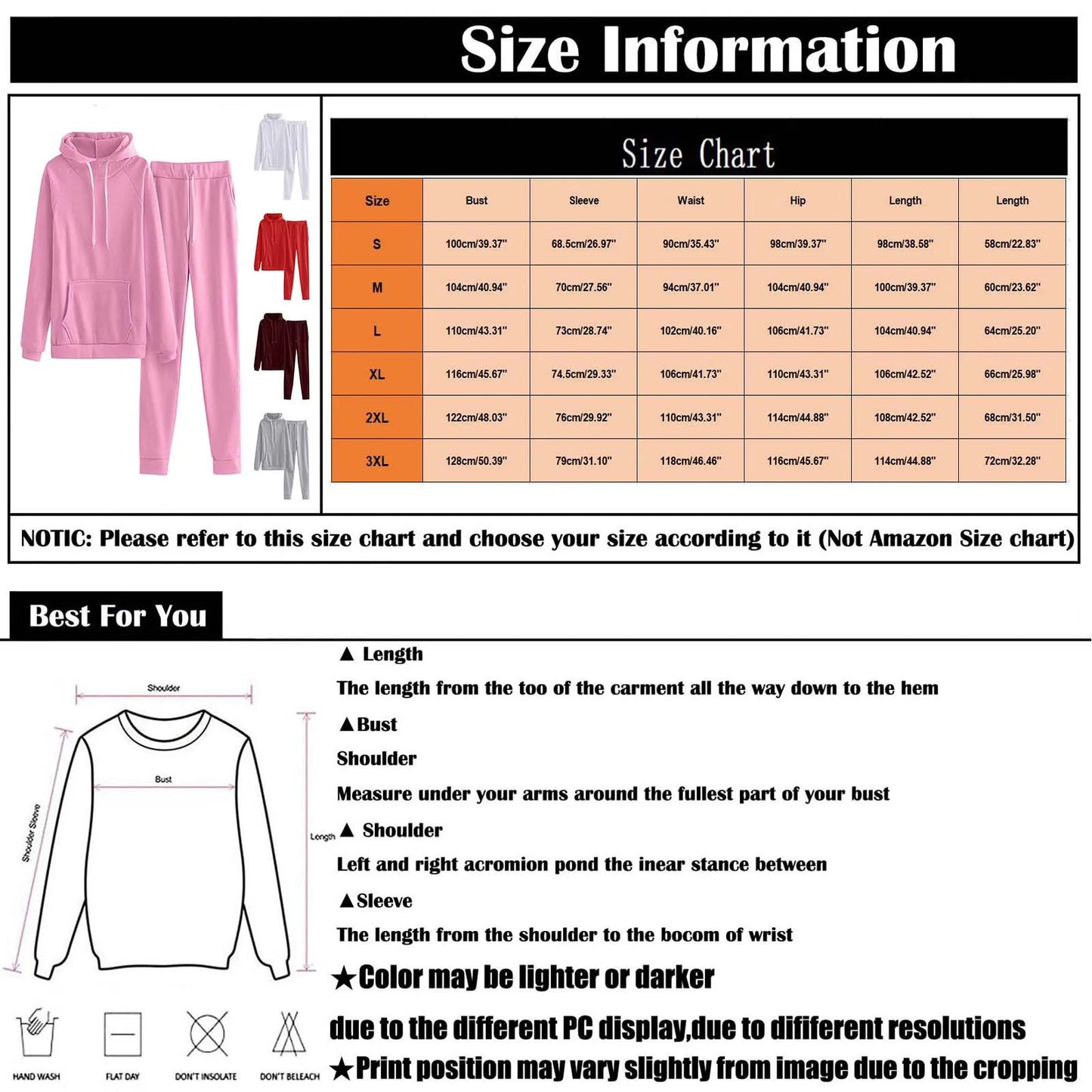 Women Hoodies Casual Solid Warm two piece outfits.