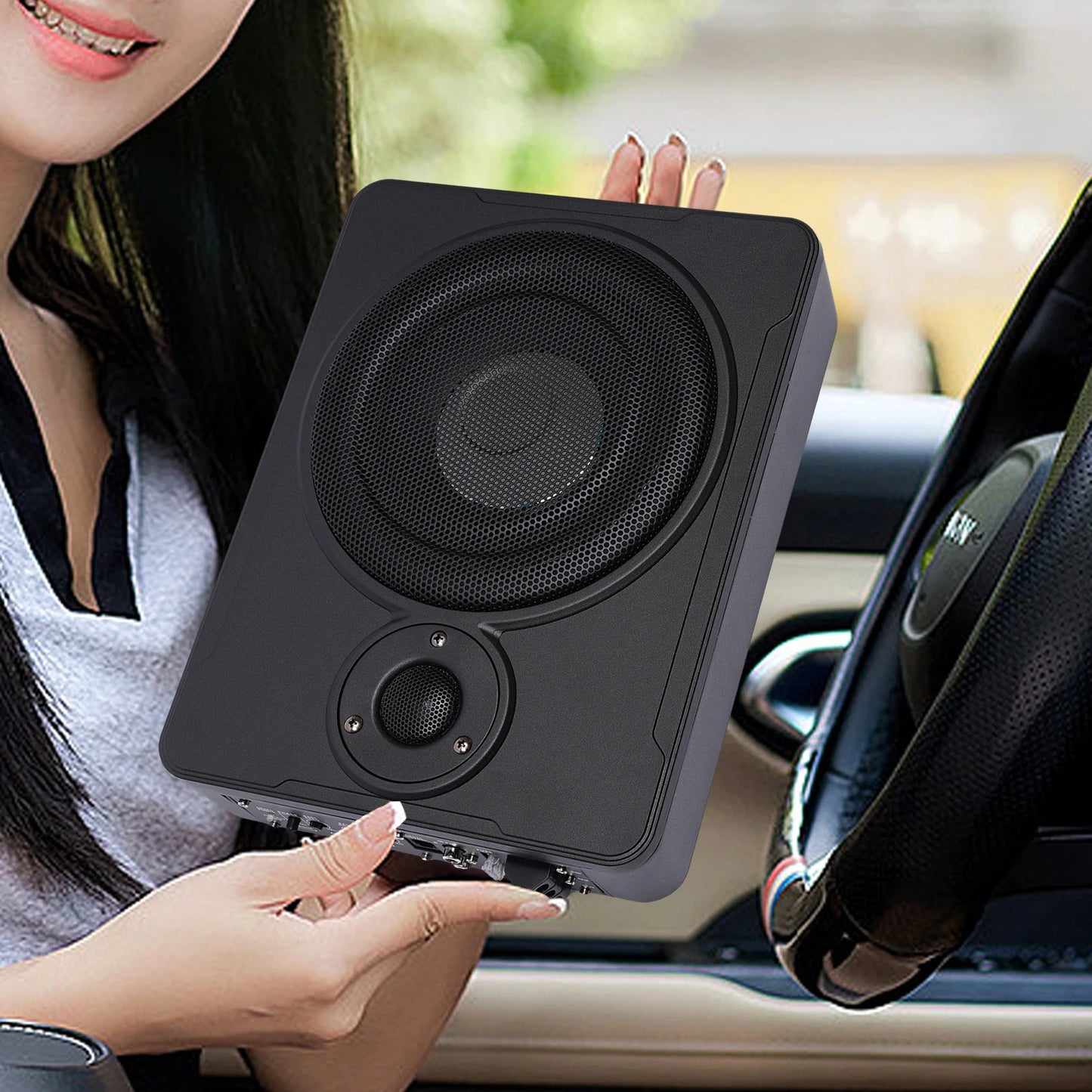 Under-Seat Powered Subwoofer Sub Bass Speaker .