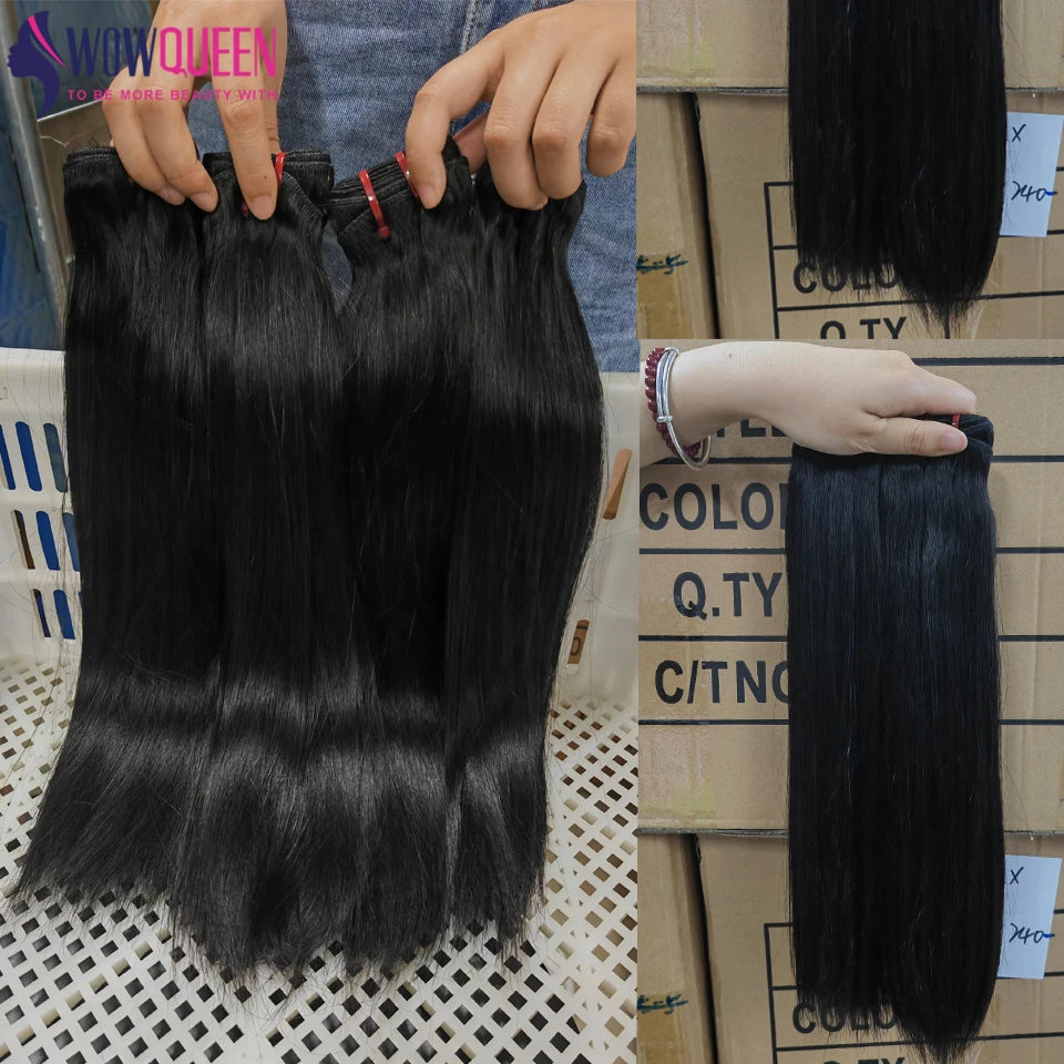 Straight Human Hair Bundles Double Drawn Thick Hair Extensions .