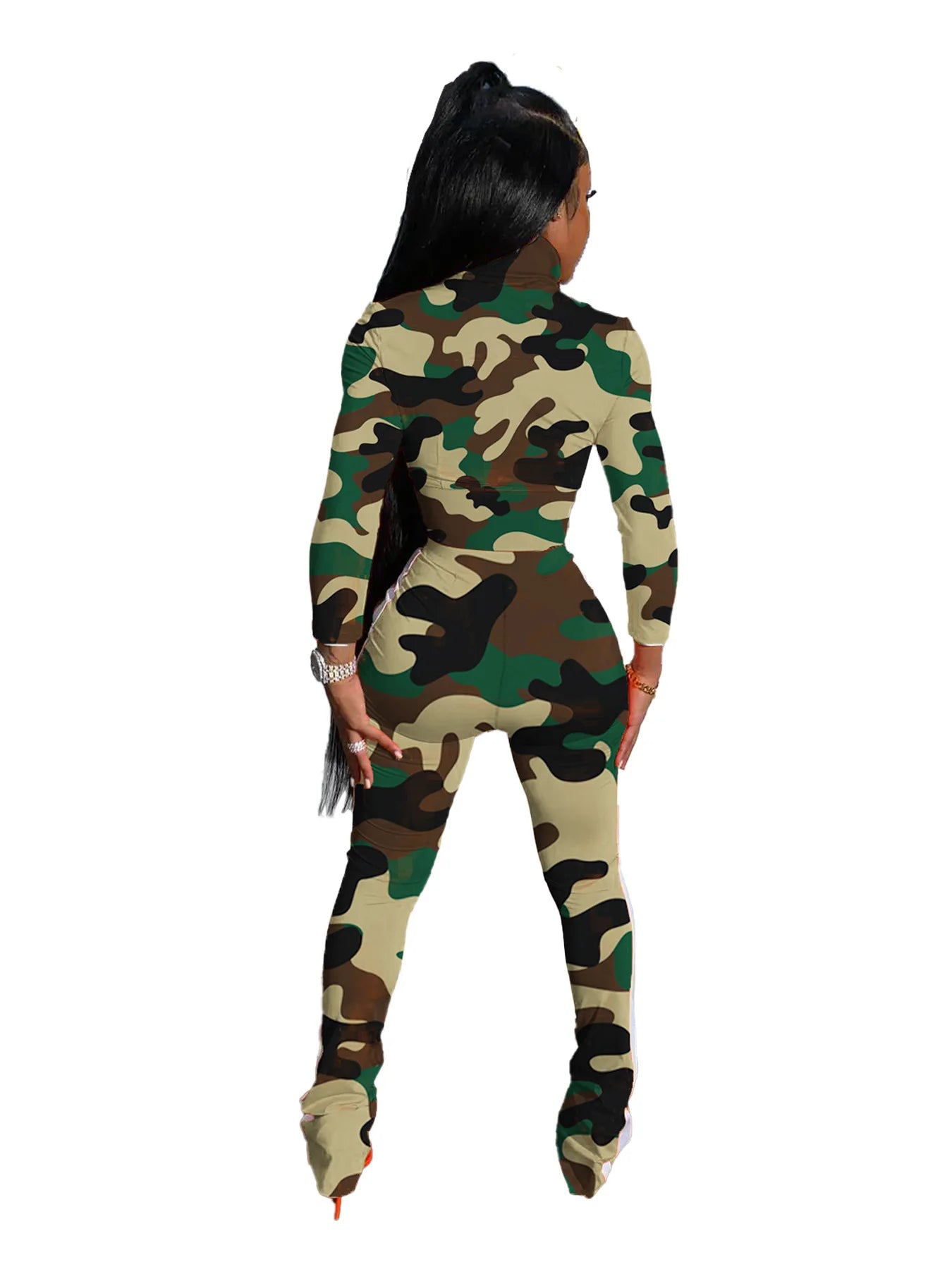 Prowow Casual Camouflage Print Women's Tracksuits .