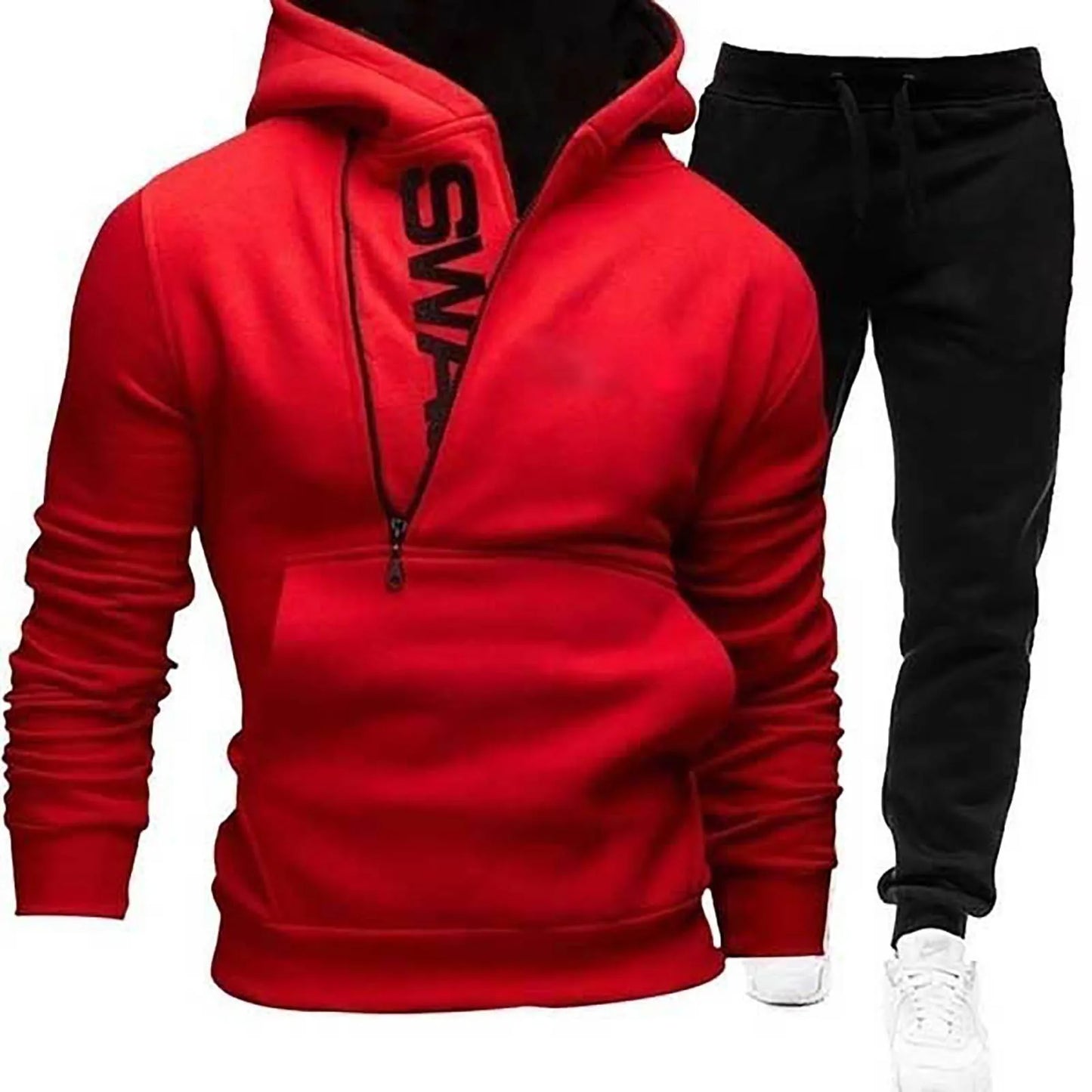 Side Zipper Men's Hoodies Pant Sets Sportwear .