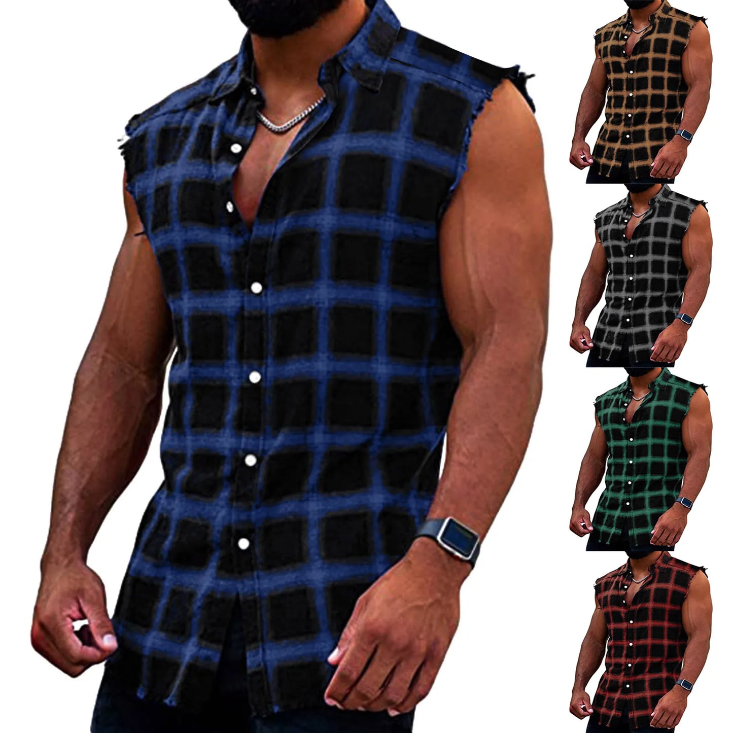 Mens Shirts Summer Fashion Casual Sleeveless Vest .Workout.