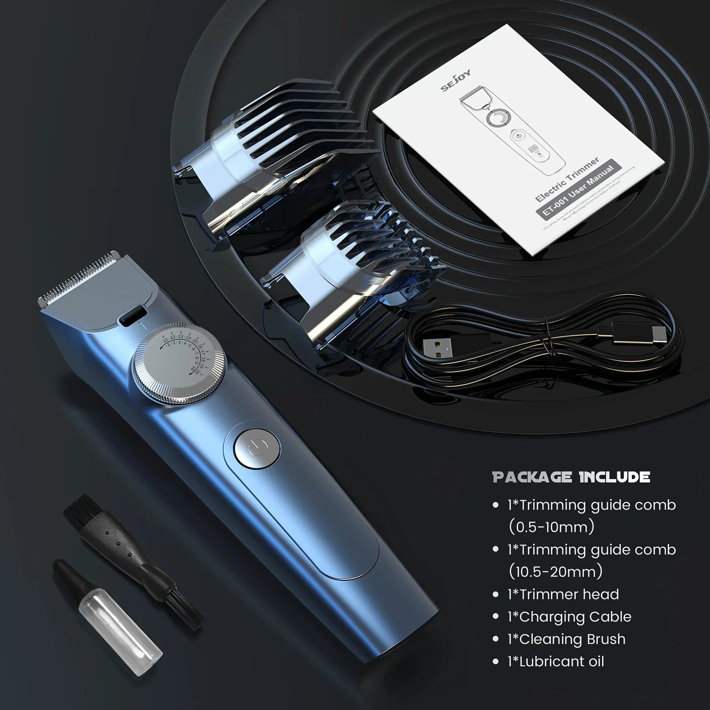 Cordless Blue Precision Hair Mustache Trimmer .