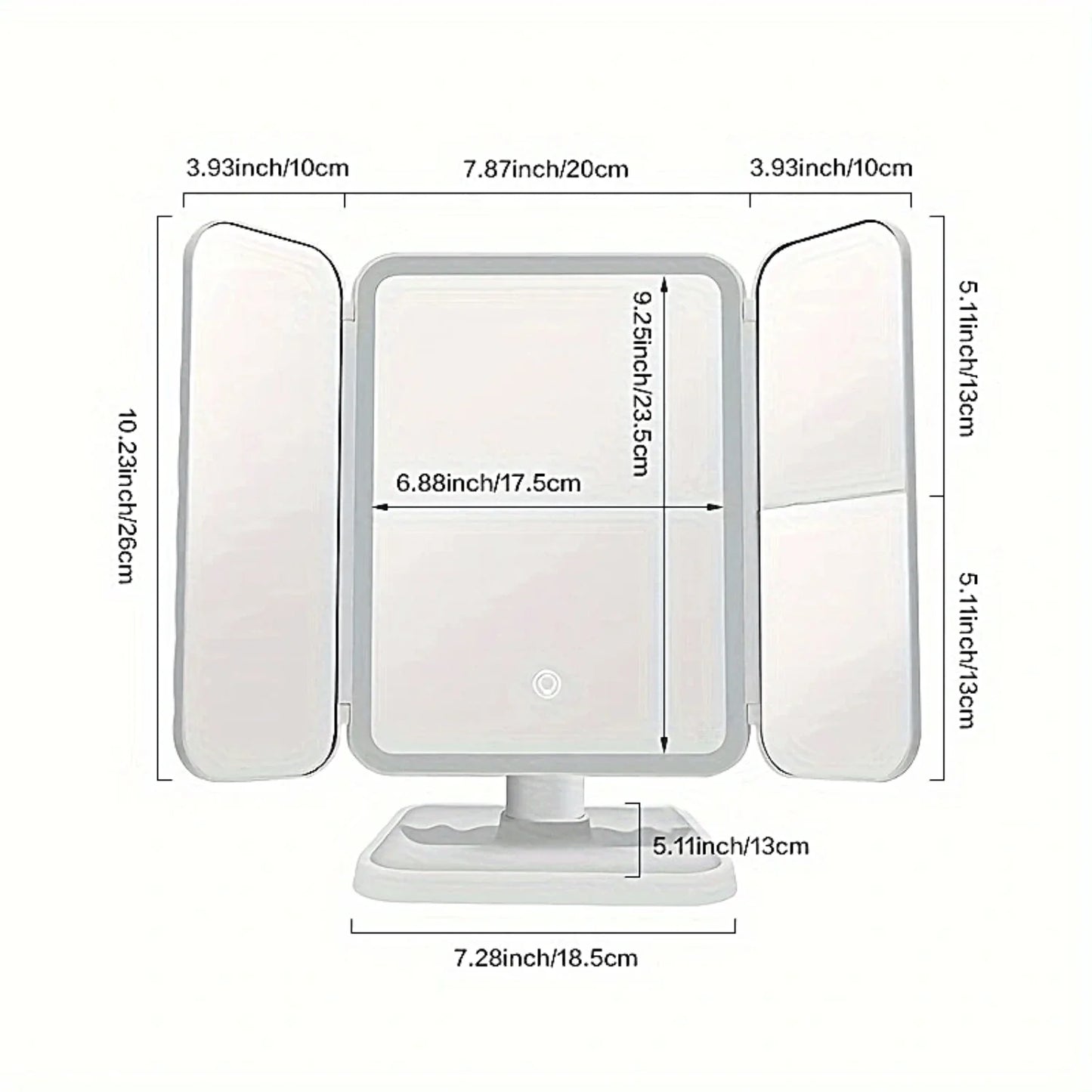 Makeup Mirror With 3 Colors Lights Trifold Beauty .