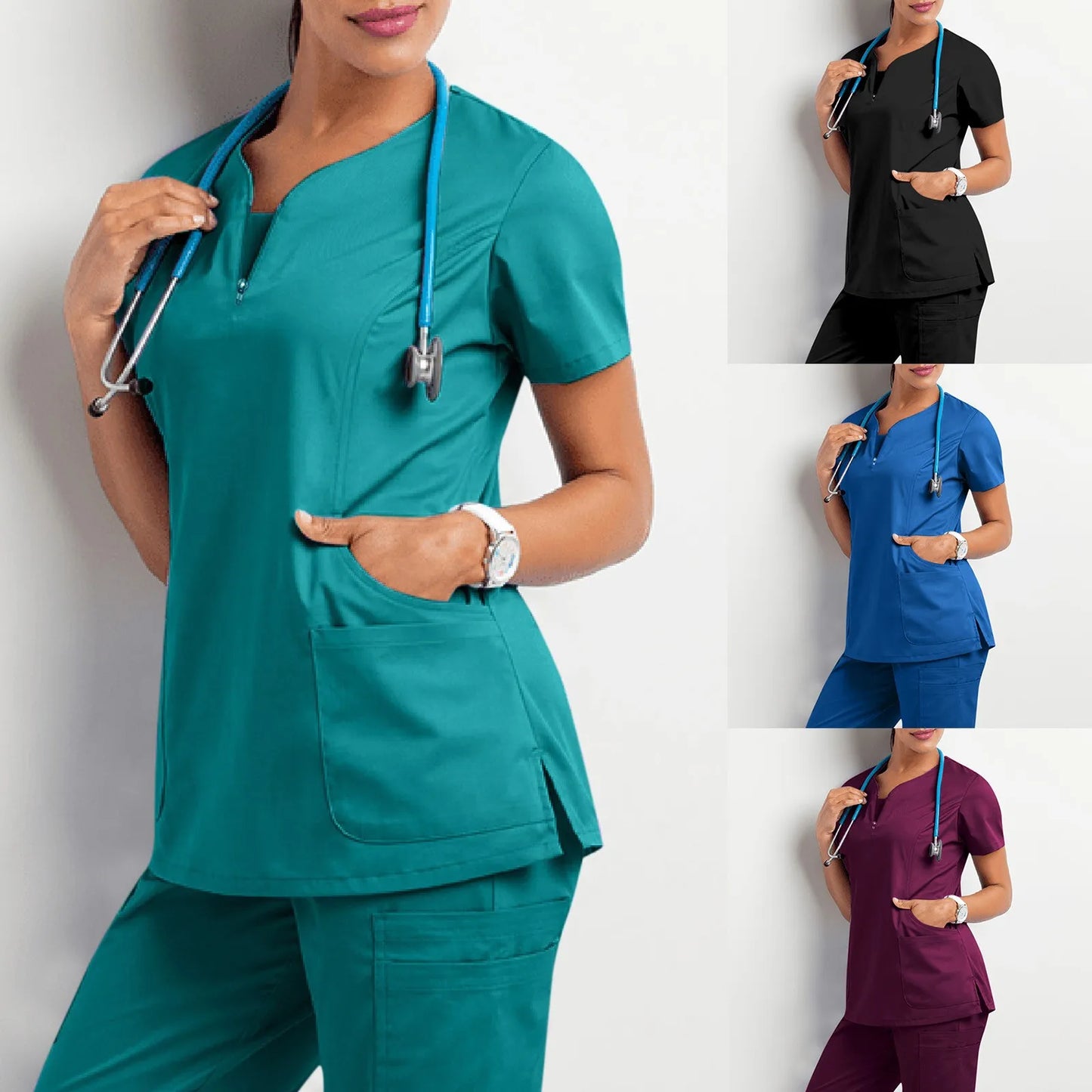 T-Shirt Beauty Salon Nurse Uniform with Pocket.