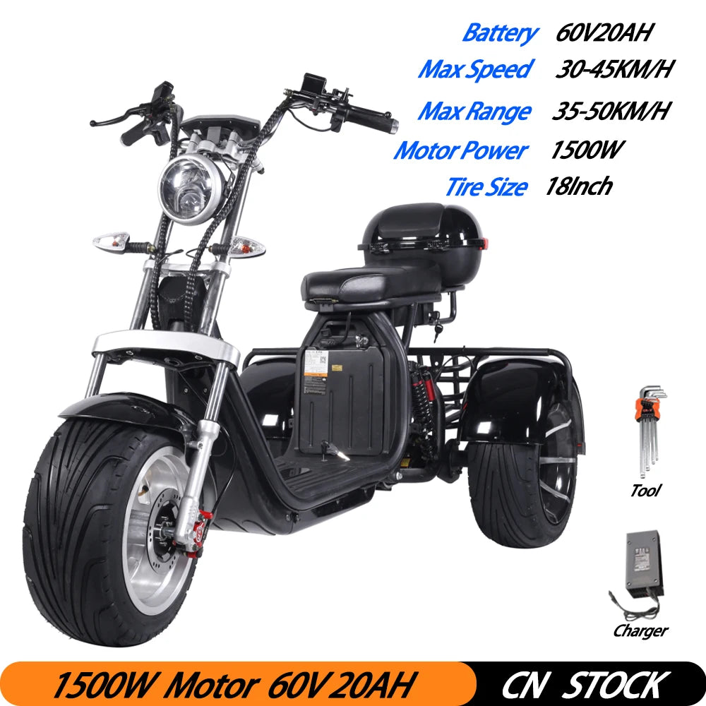 Citycoco Adult Electric 3 Wheel Scooter Motorcycle.