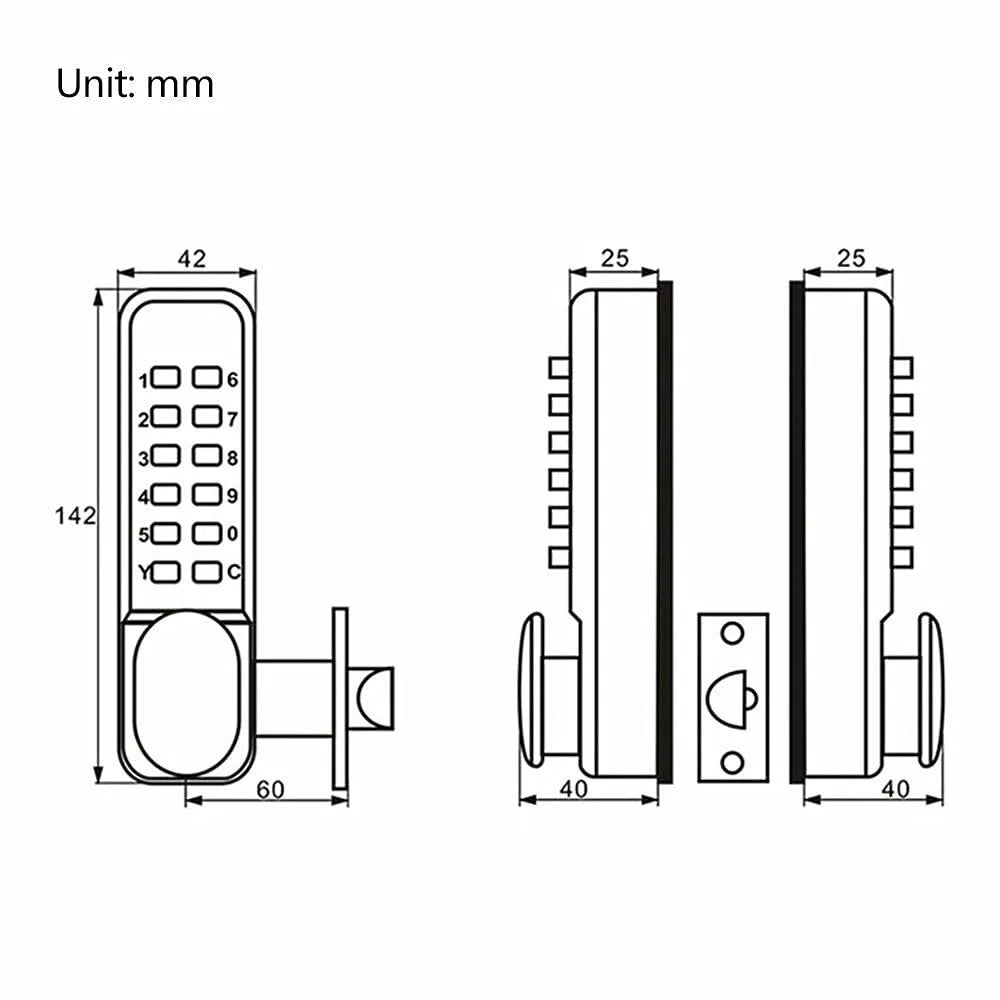 Keyless Mechanical Door Lock Knob Keypad Security.