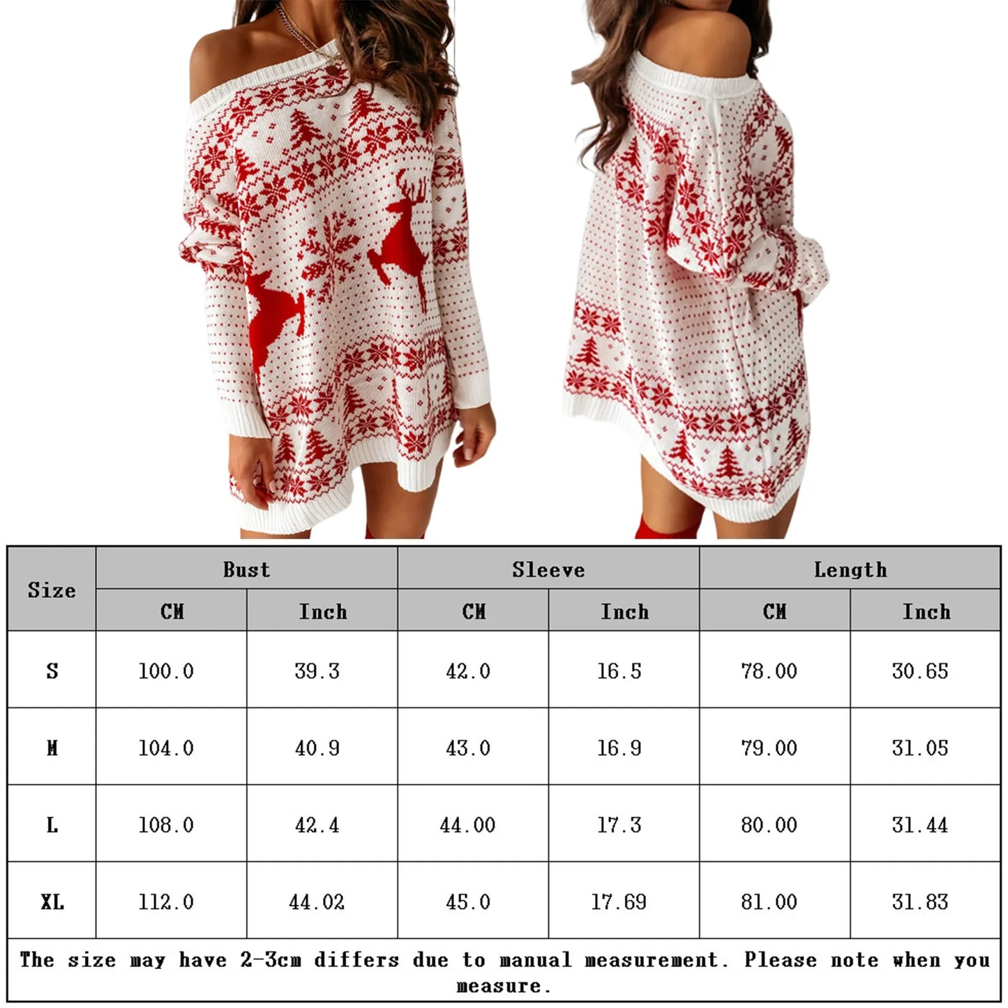 Women Snow Deer Pattern Santa Claus Dress  Winter Robe.