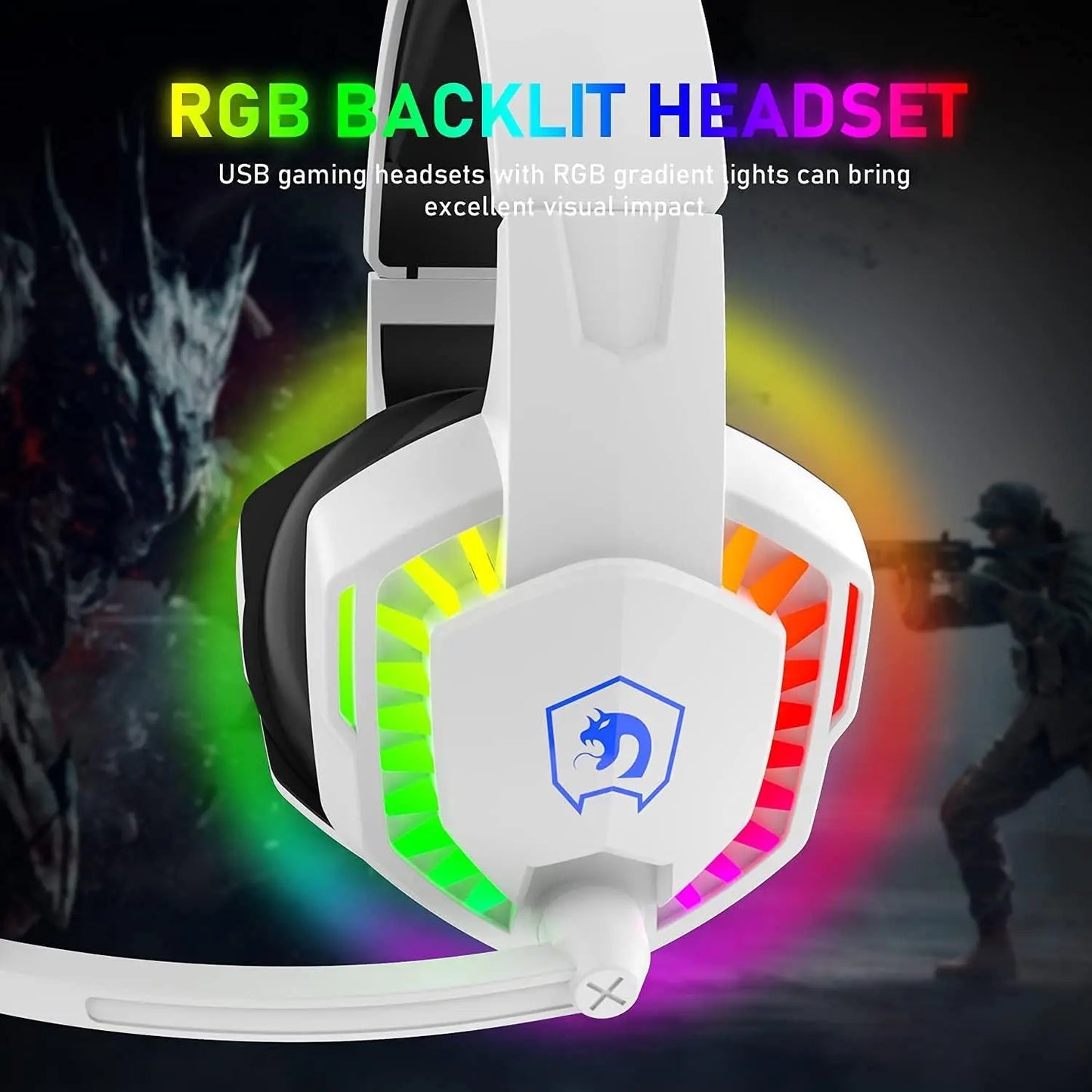 Wired Gaming Headset RGB Backlight Headphone.