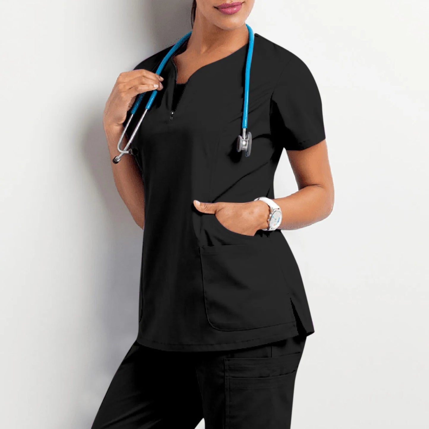 T-Shirt Beauty Salon Nurse Uniform with Pocket.