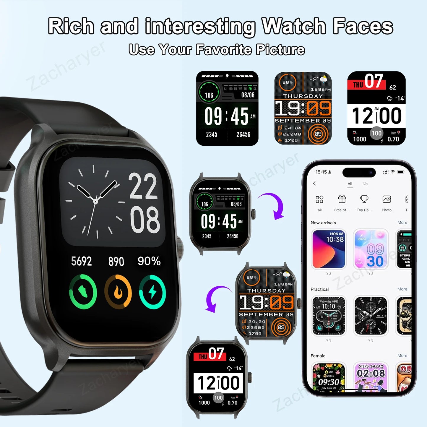 Smart watch, wireless calling/dial, for iPhone/Andriod.