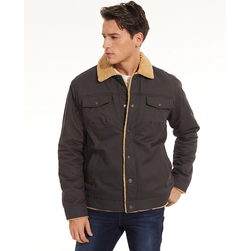 MAGCOMSEN Men's Corduroy Sherpa Jacket Warm Thick .