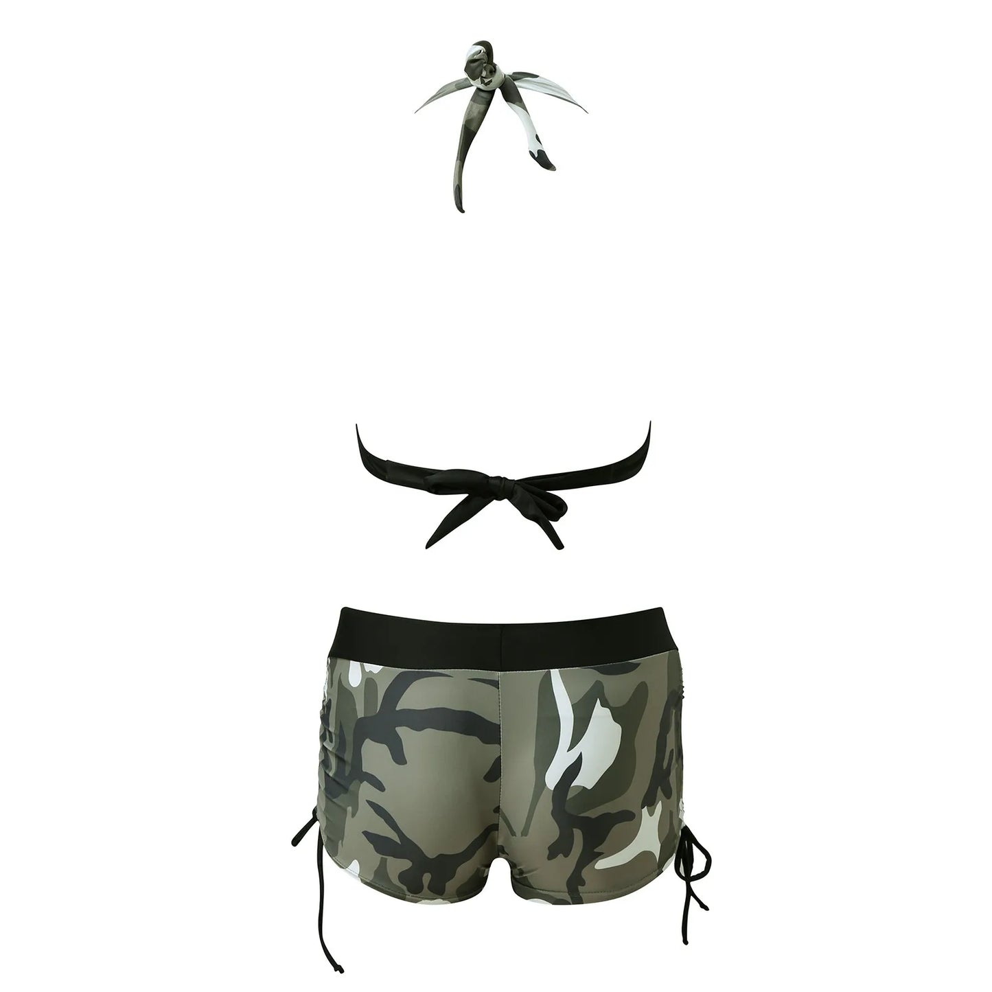 Camouflage Print Swimwear Halter Beachwear.