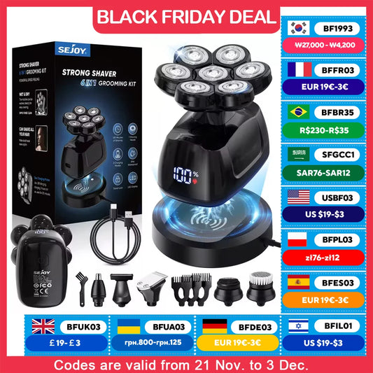 SEJOY 6-in-1 Multifunctional  7D Head Shavers .