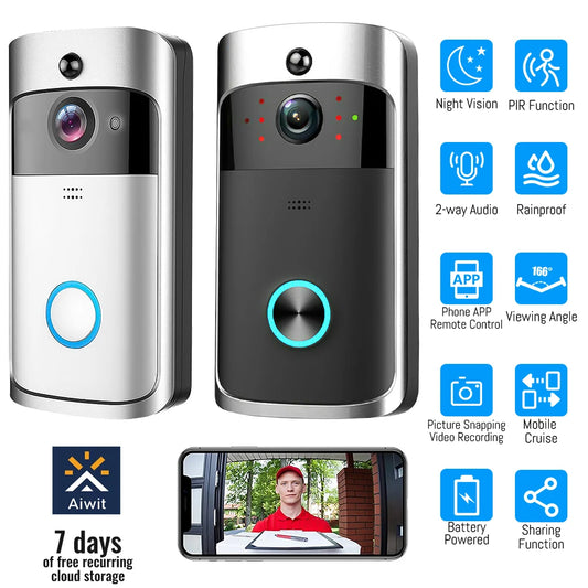 Smart WiFi Video Doorbell Security.