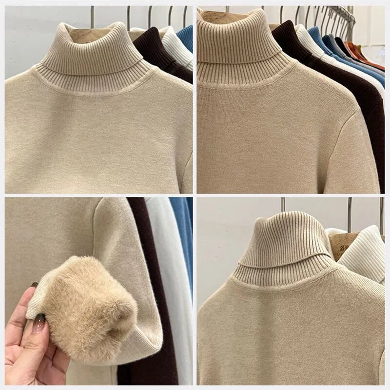 Velvet Turtleneck Sweater for Women