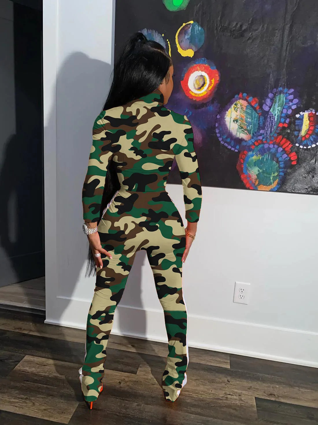 Prowow Casual Camouflage Print Women's Tracksuits .