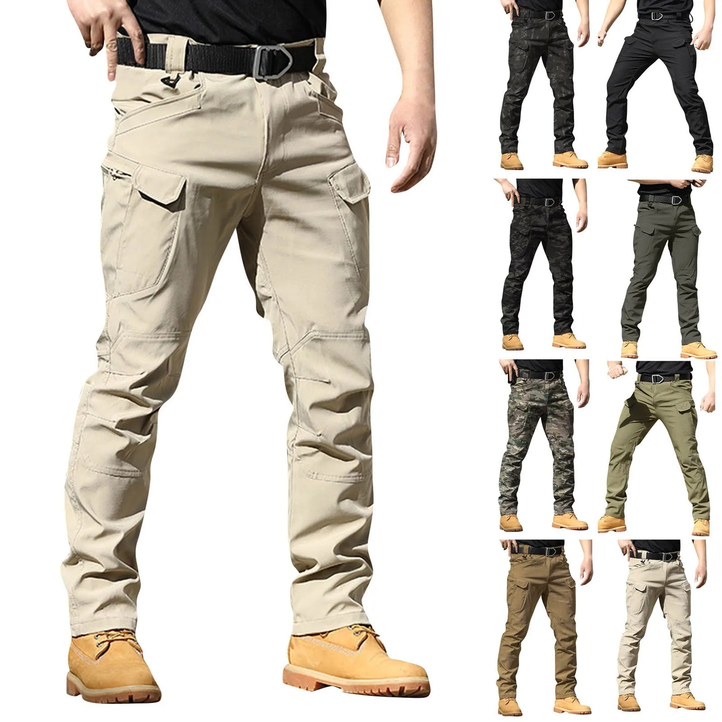 Men' Pants Service Forces Army Multi Pocket Overalls .