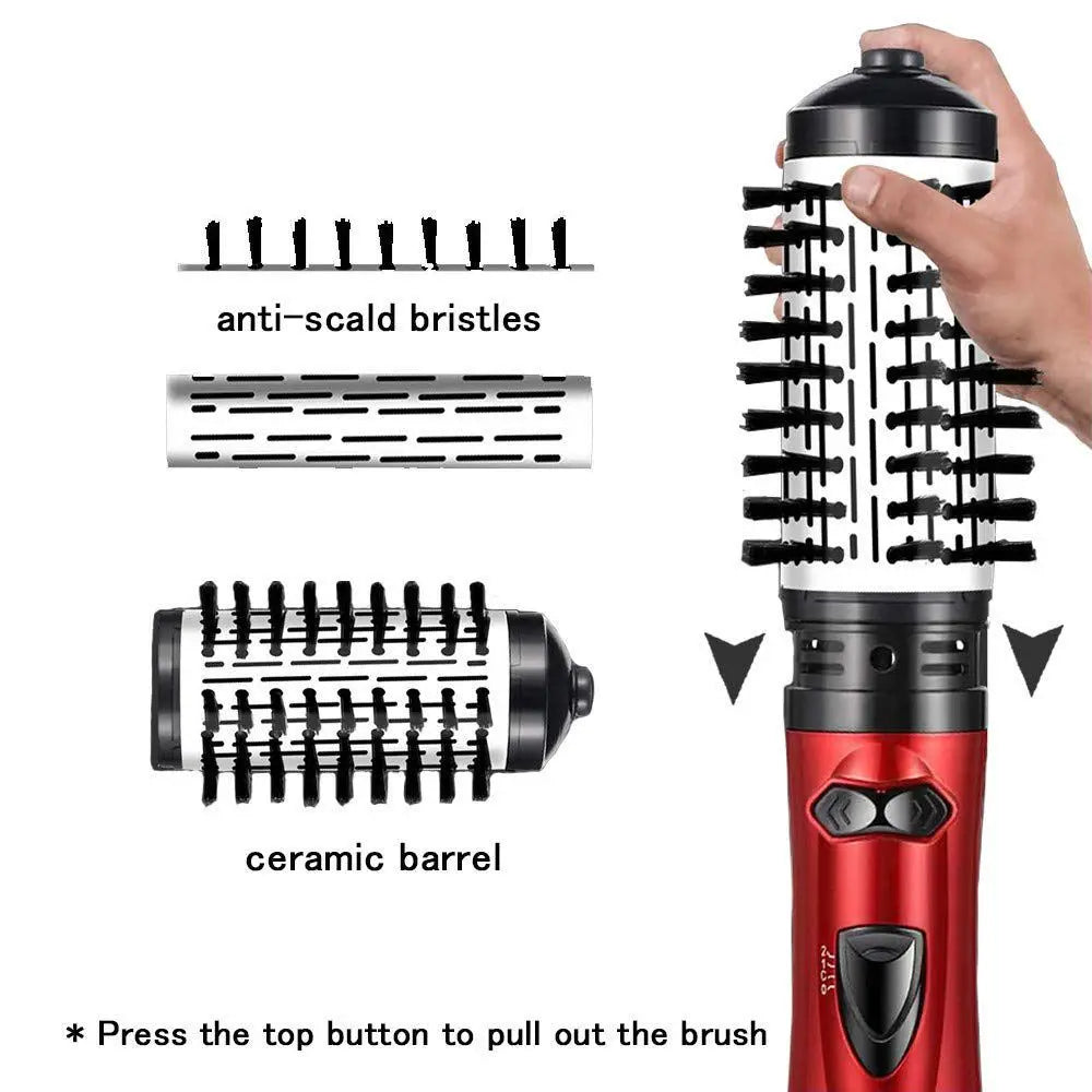 Hair Dryer Electric Rotating And Hot Air Brush Straightener .