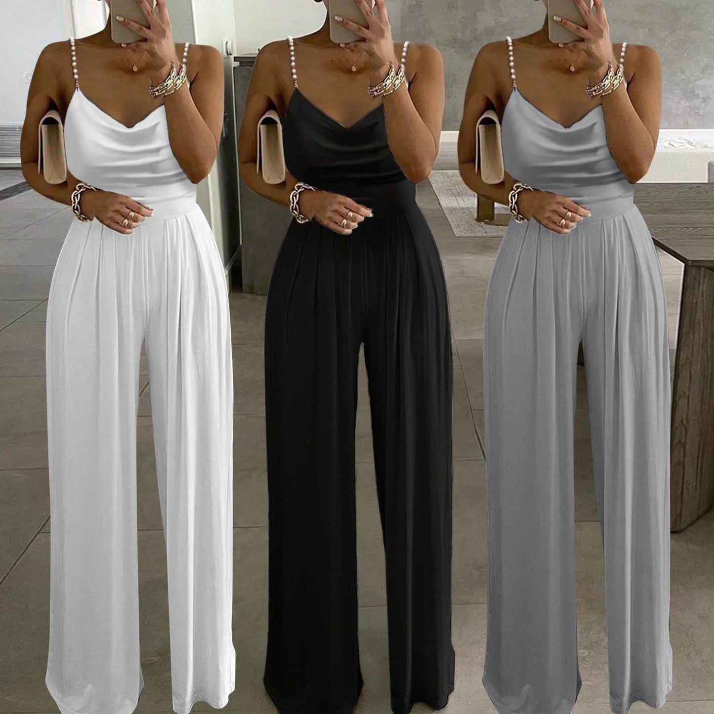 Sexy Pearl Sling Jumpsuits .