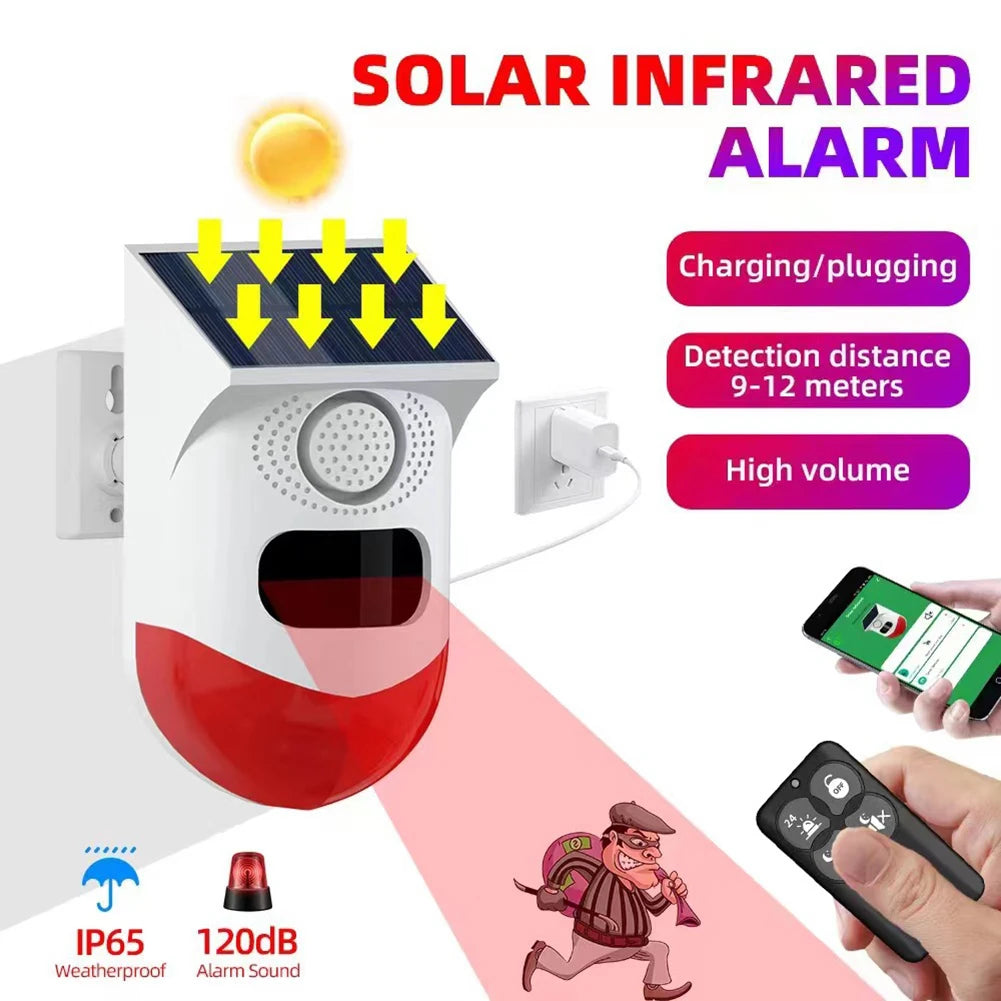 Solar Powered Motion Sensor Alarm Home Security.