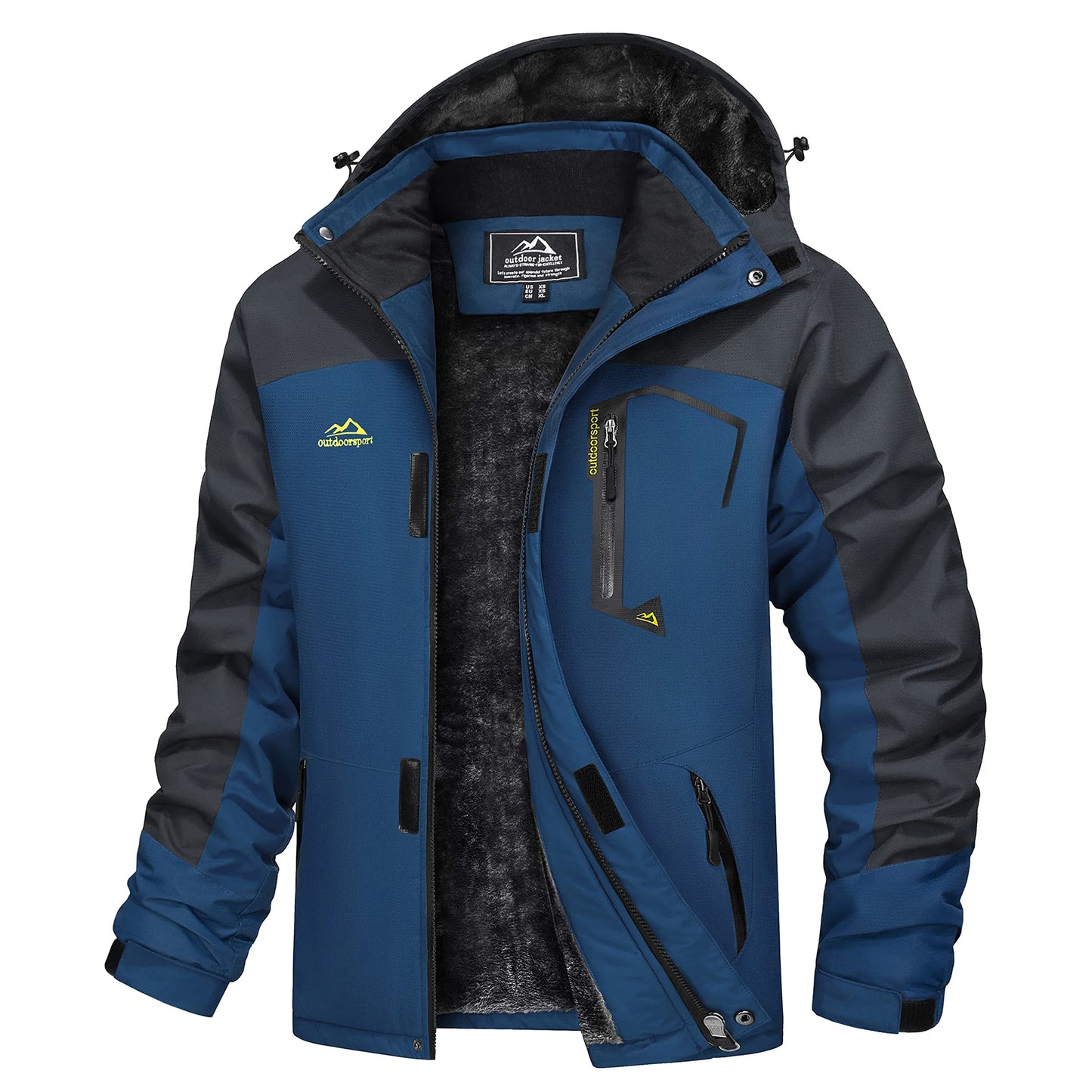 MAGCOMSEN Men's Hooded Fleece Ski Jacket Waterproof .