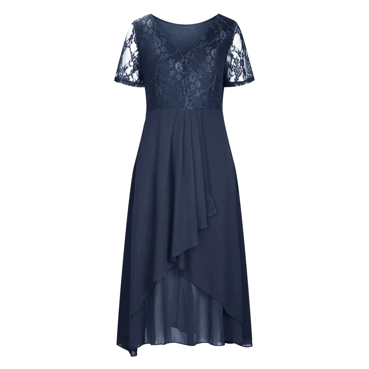 Lady Floral Lace Panel Chiffon Long Dresses.