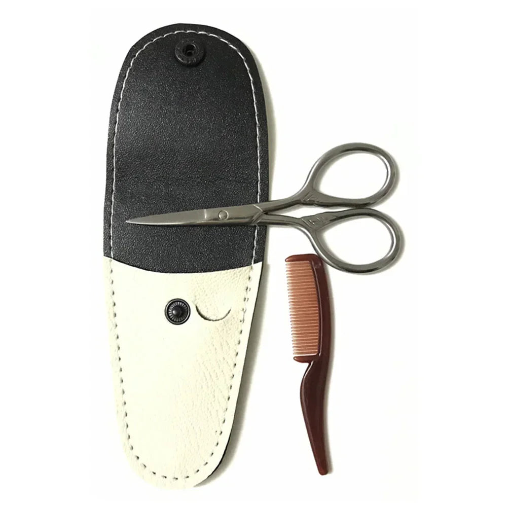 3 Pcs Beard Comb Mustache Scissors Grooming .