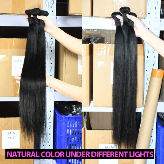 Straight Human Hair Weave Bundles .