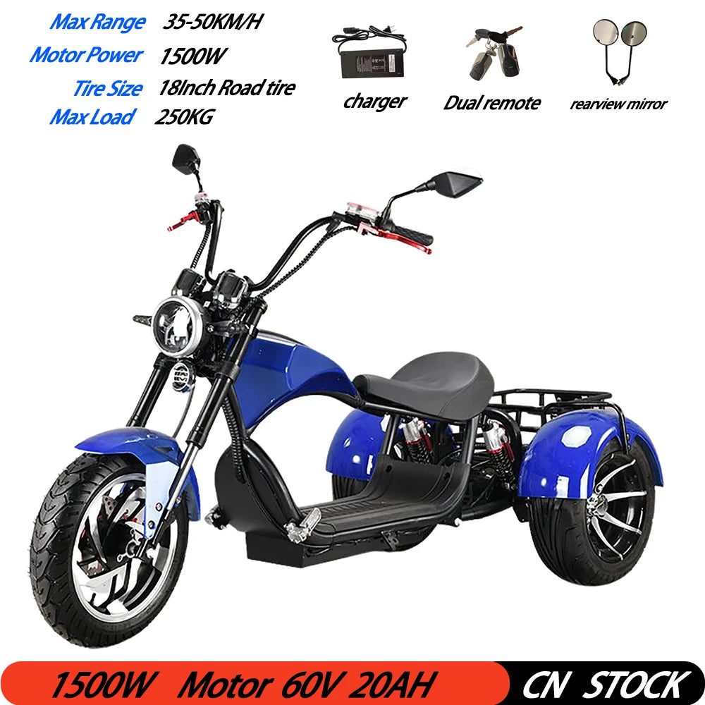 Citycoco Adult Electric 3 Wheel Scooter Motorcycle.