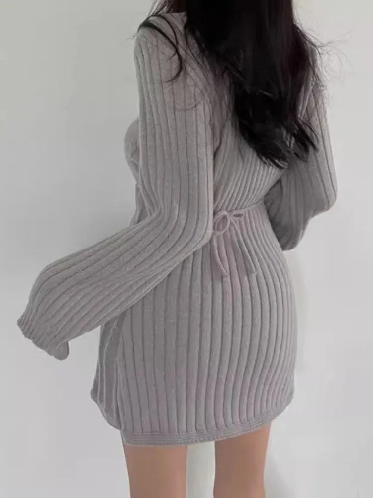 Knitted Long Sleeve Sweater Dress for Women