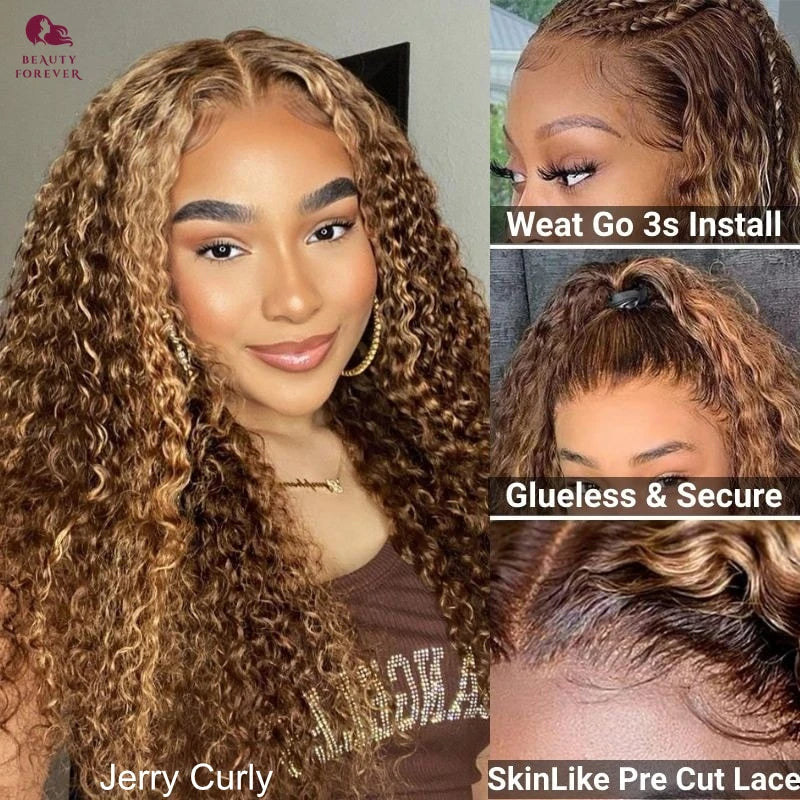 Beauty Knots Curly Glueless Human Hair Wig .