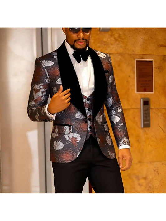 Men’s Suits Slim Fit 3 Piece One Button Tuxedo .