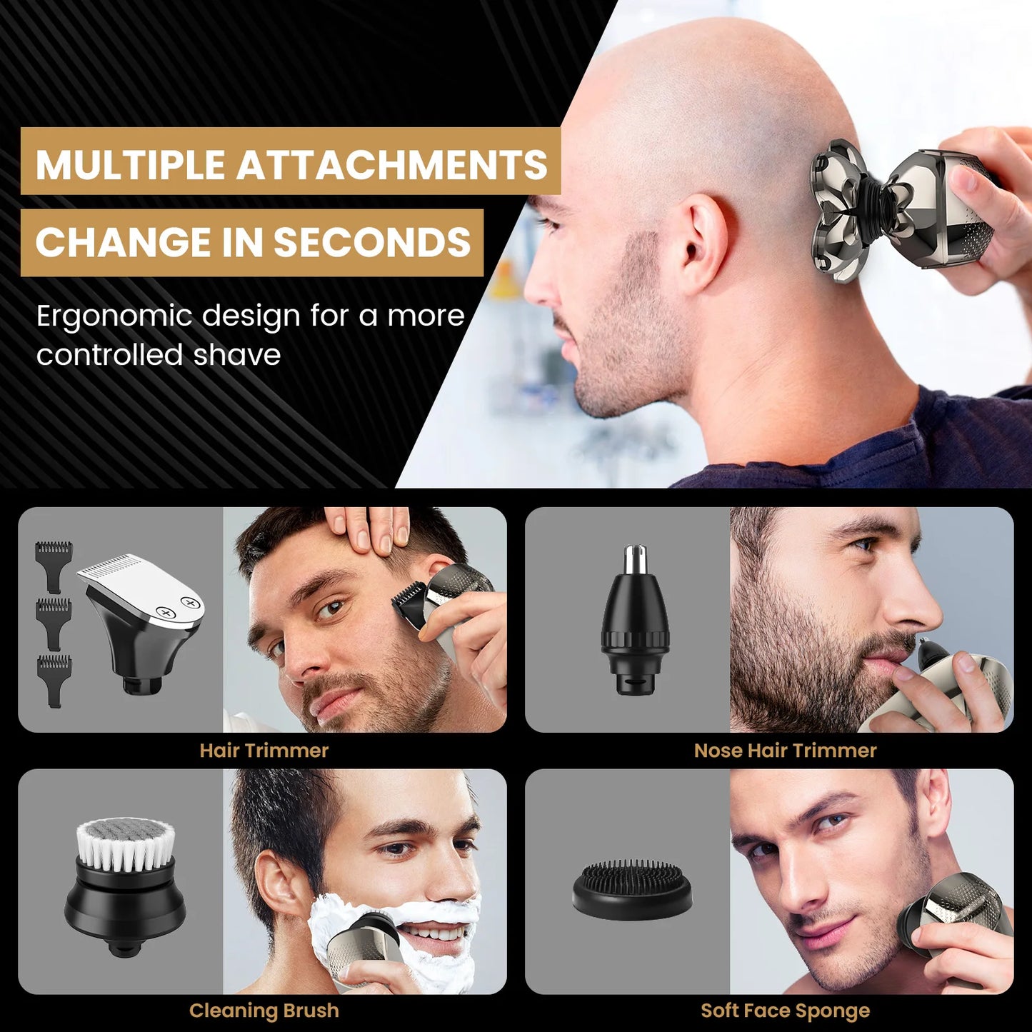 Electric Head Hair Shaver Mens Cordless .