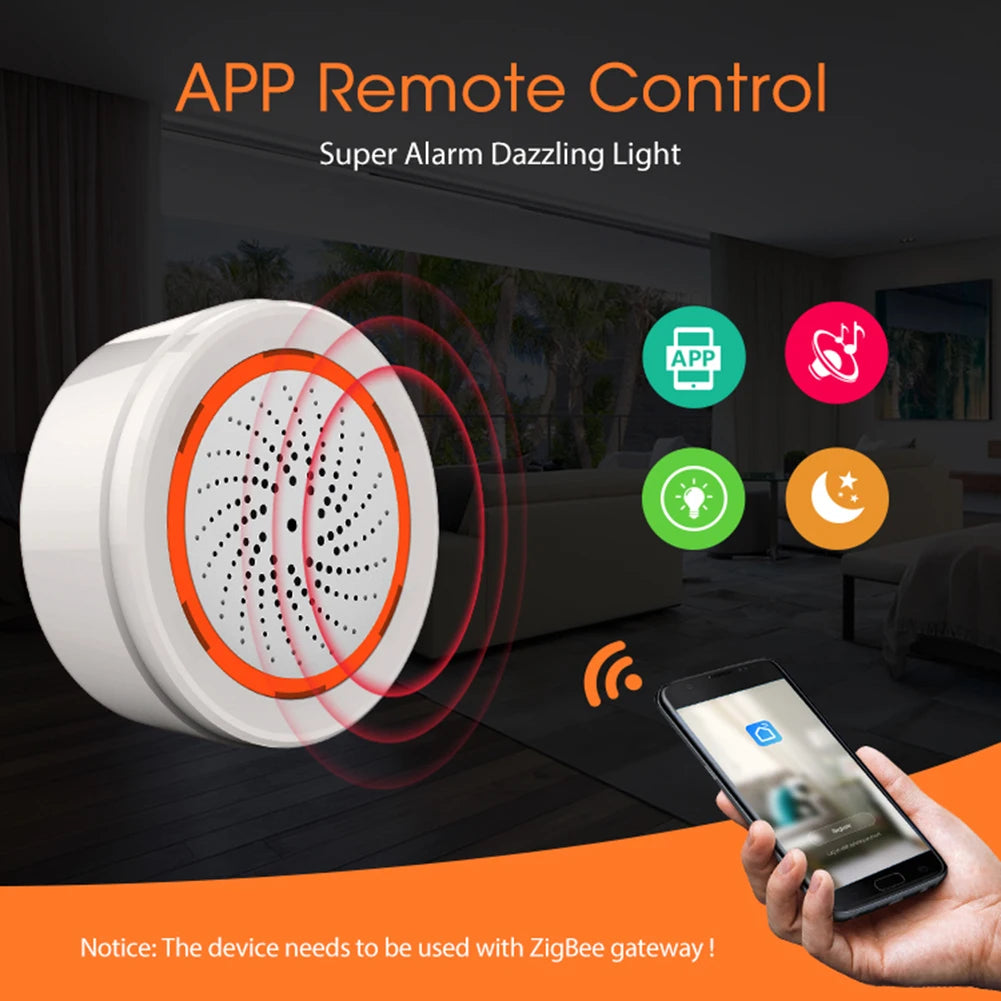 Tuya Zigbee Siren Sound Light Alarm Security Protection System.