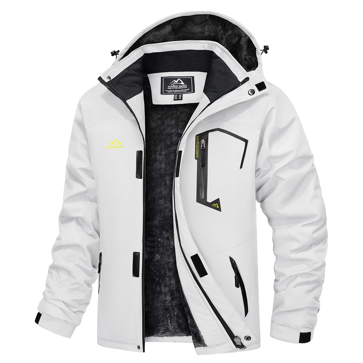 MAGCOMSEN Men's Hooded Fleece Ski Jacket Waterproof .