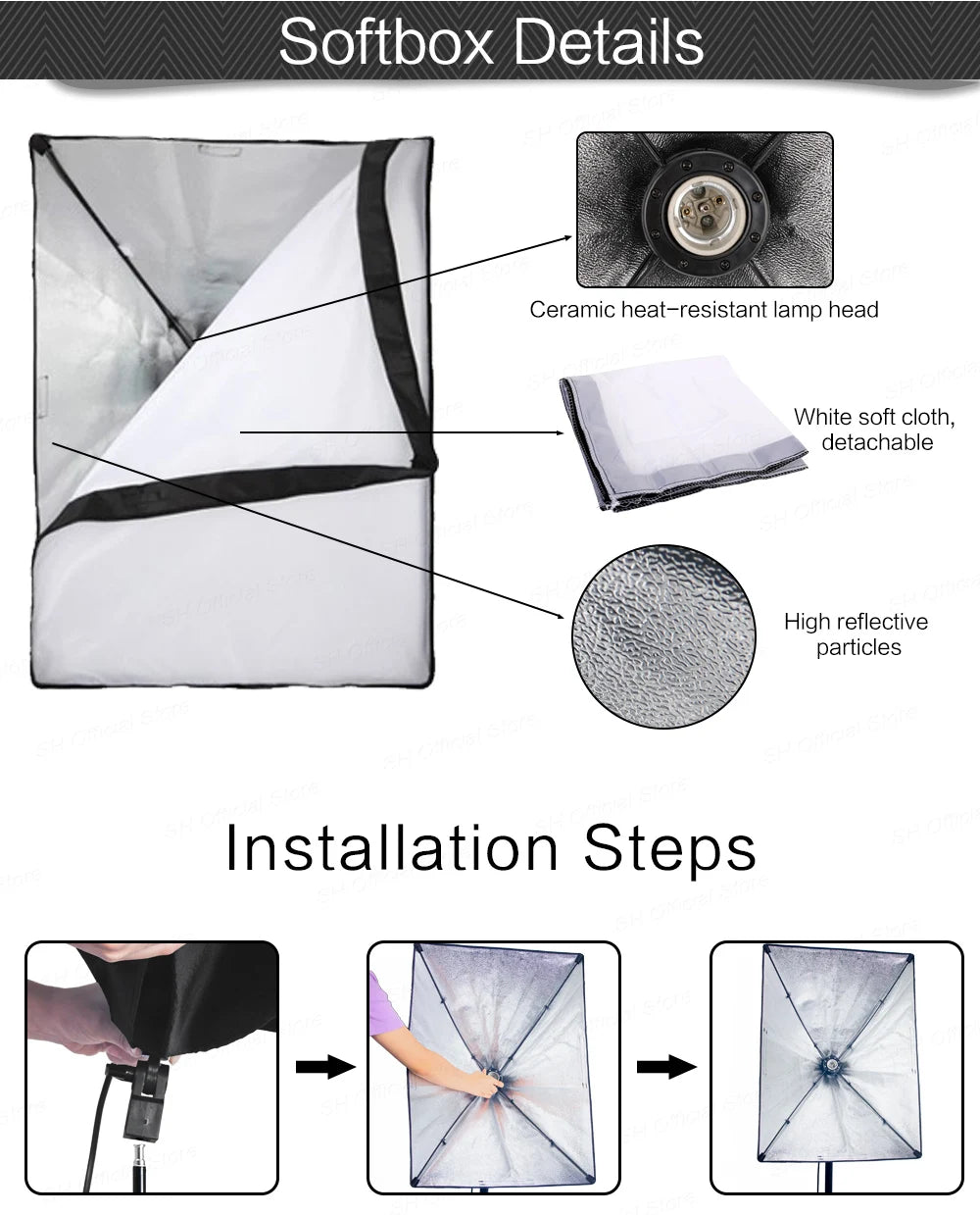 Photography Kit Background Frame Support Softbox Lighting .