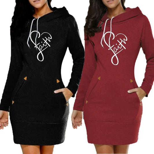 Women Hoodie Dress Sweatshirt Pullover .