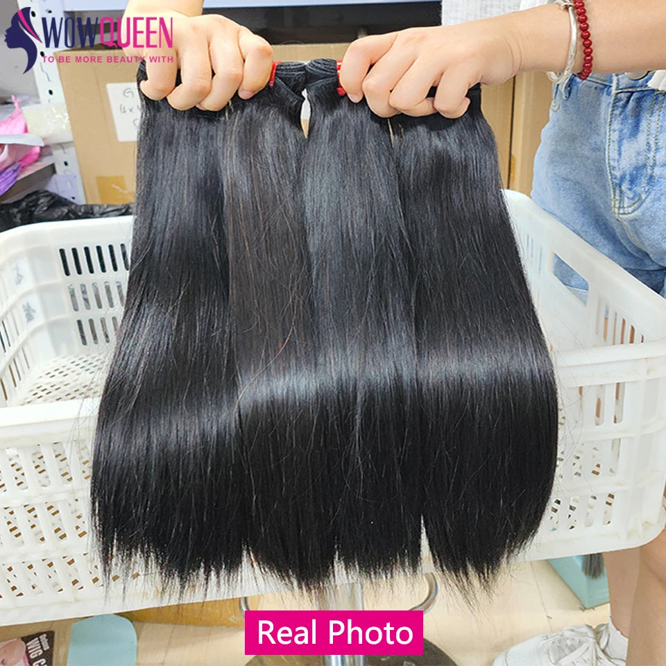 Straight Human Hair Bundles Double Drawn Thick Hair Extensions .