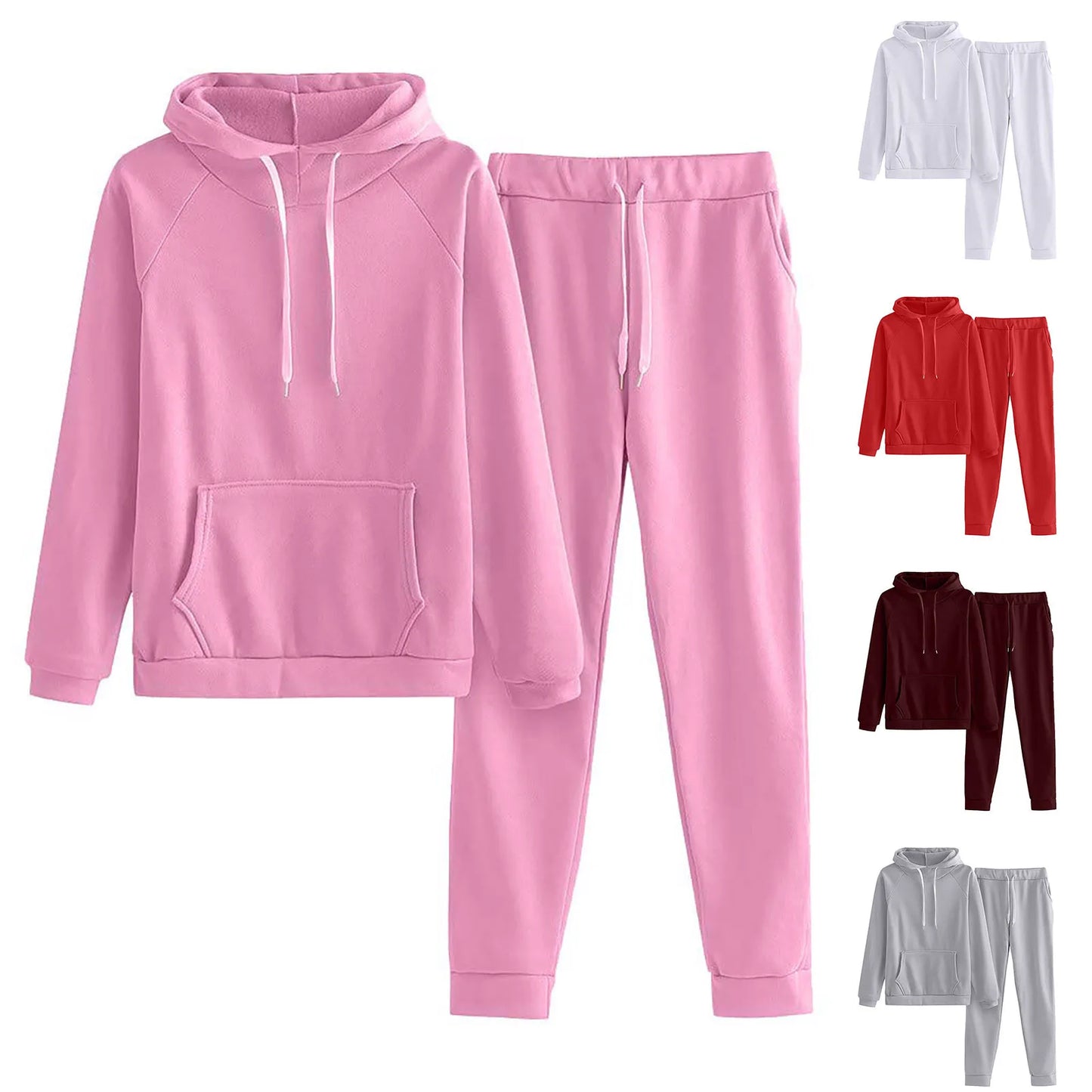 Women Hoodies Casual Solid Warm two piece outfits.