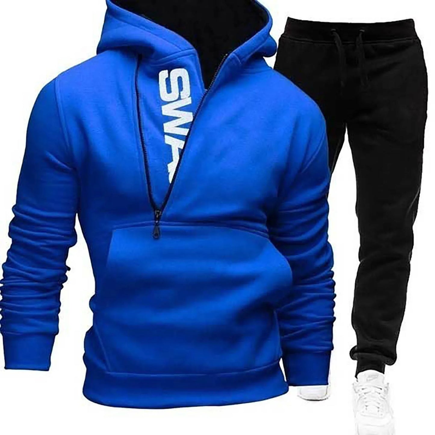 Side Zipper Men's Hoodies Pant Sets Sportwear .