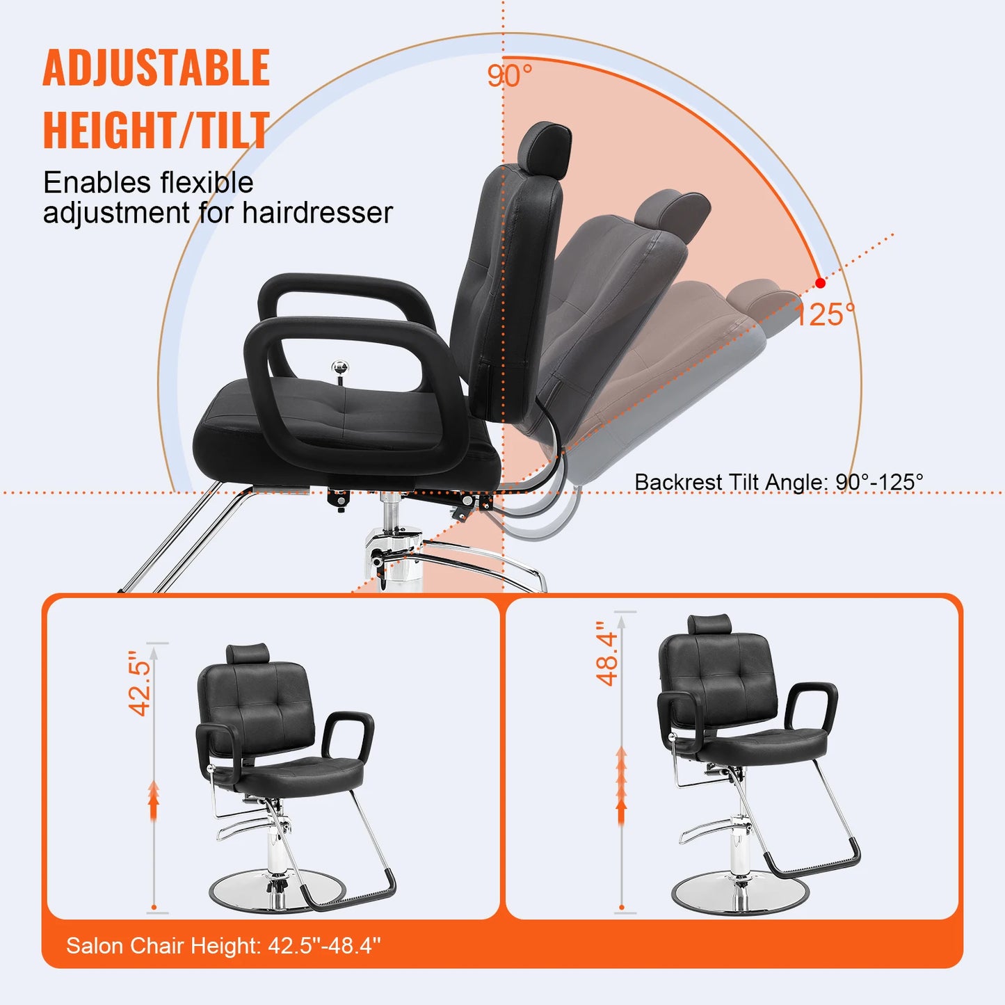 Salon Chair Max Load Weight 330 lbs Black  .