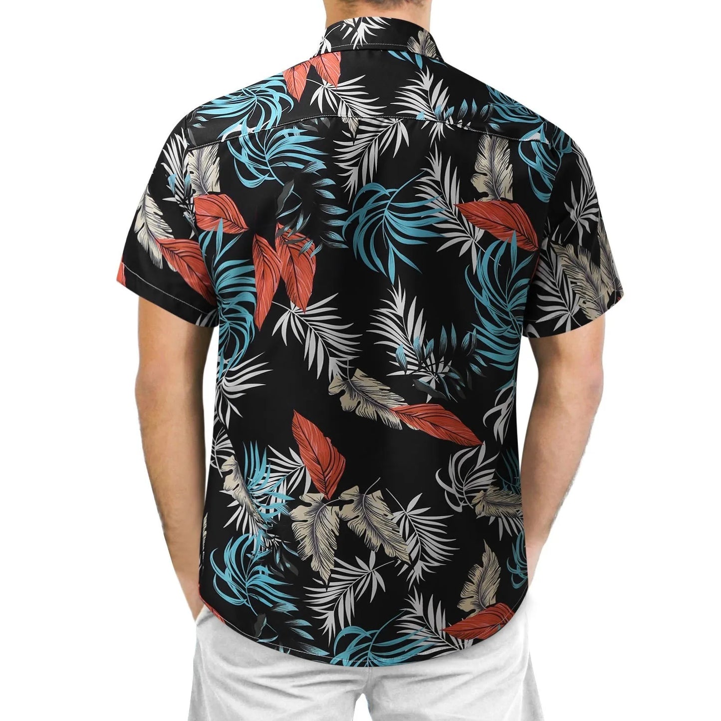 Hawaiian Shirt Men Floral Print Vacation Short Sleeve .