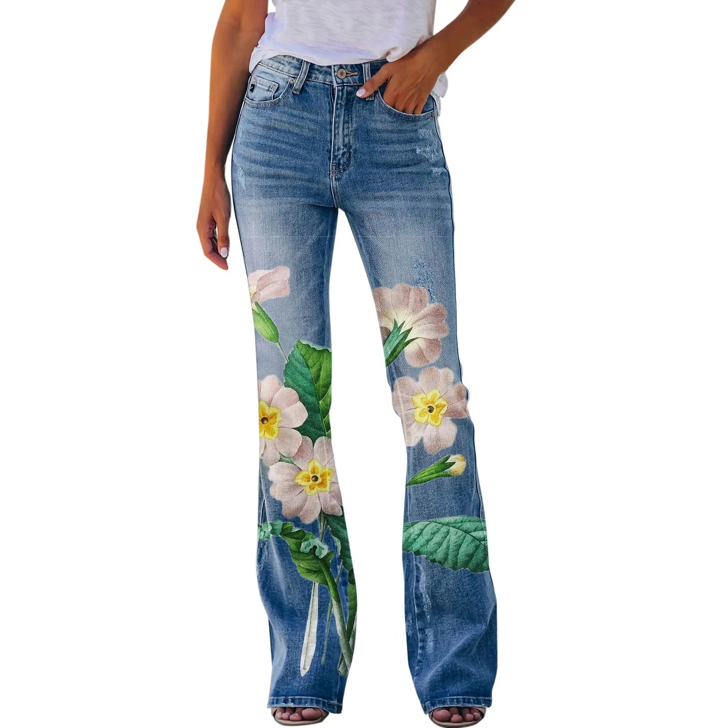 Ladies Flared Pants Baggy Jeans .