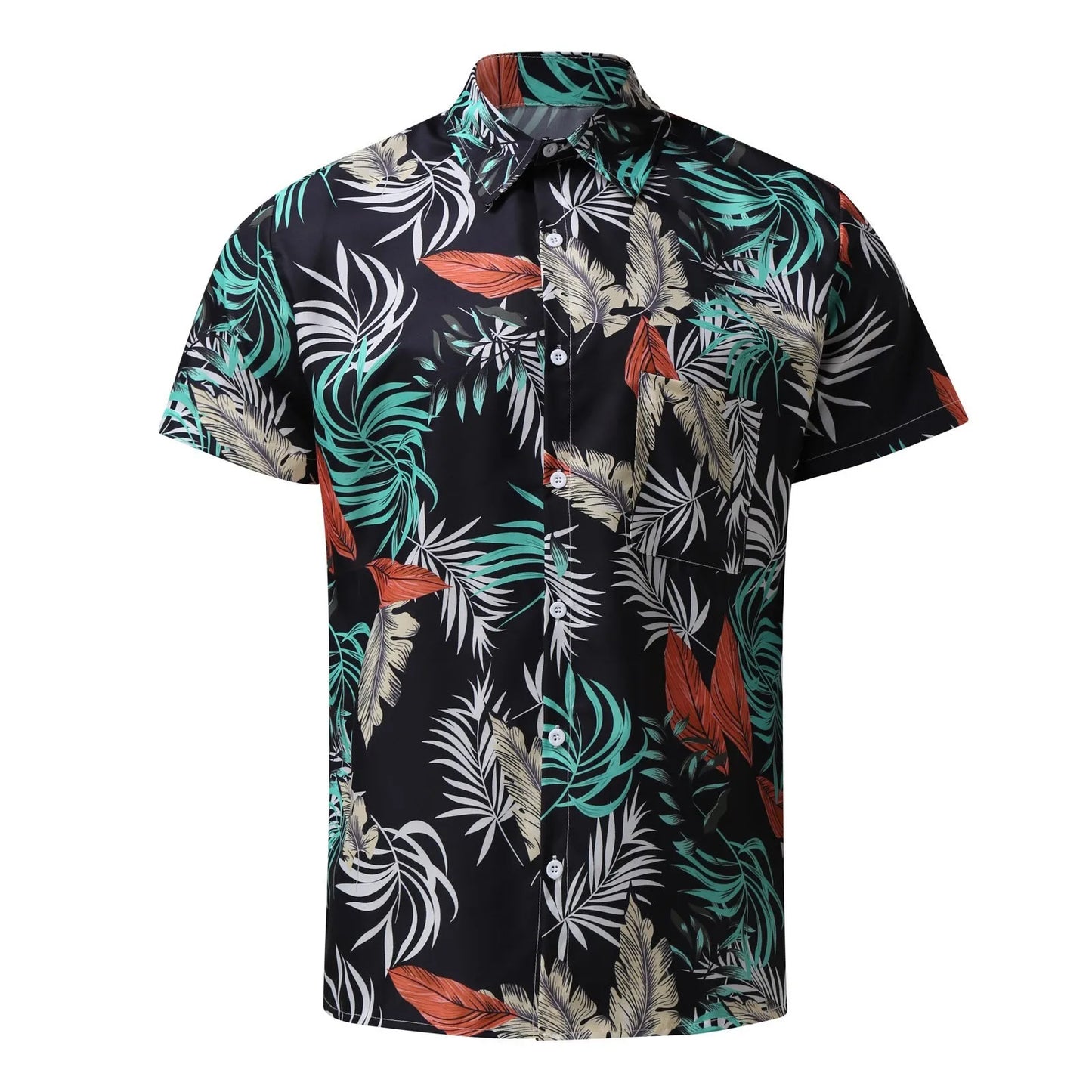 Hawaiian Shirt Men Floral Print Vacation Short Sleeve .