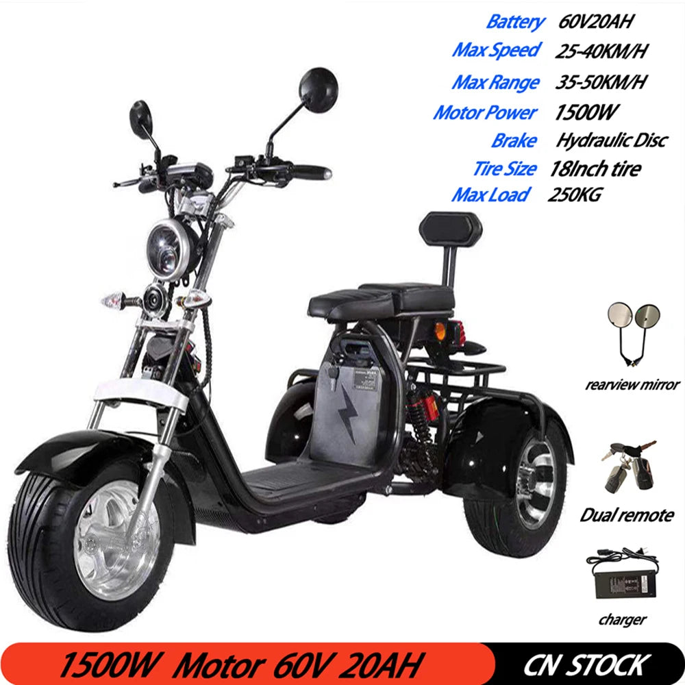 Citycoco Adult Electric 3 Wheel Scooter Motorcycle.