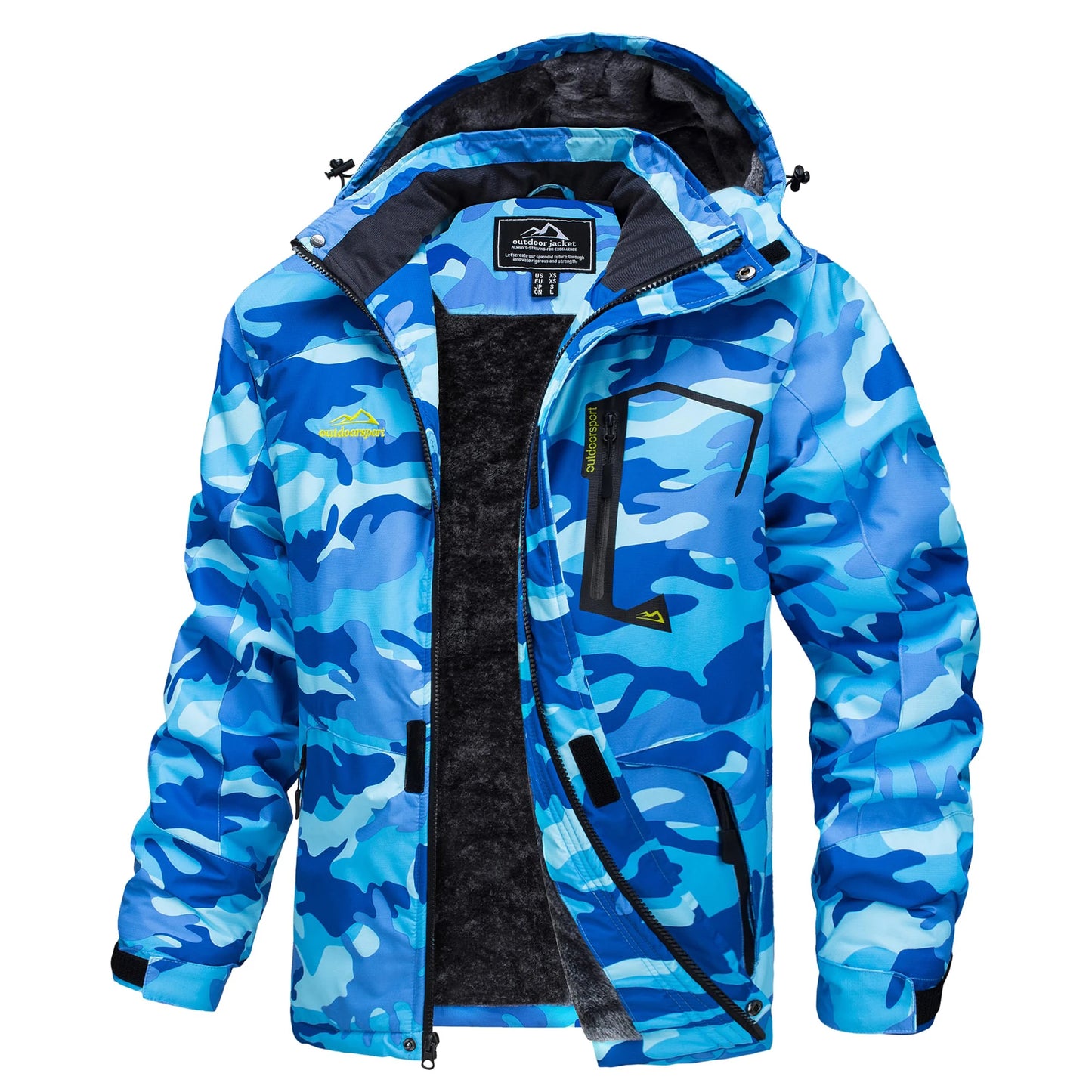 MAGCOMSEN Men's Hooded Fleece Ski Jacket Waterproof .